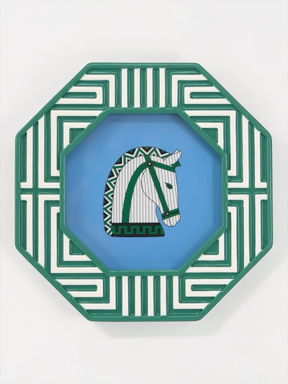 Jonathan Adler Greek Key Horse Picture Frame NWT Resin Blue Green
